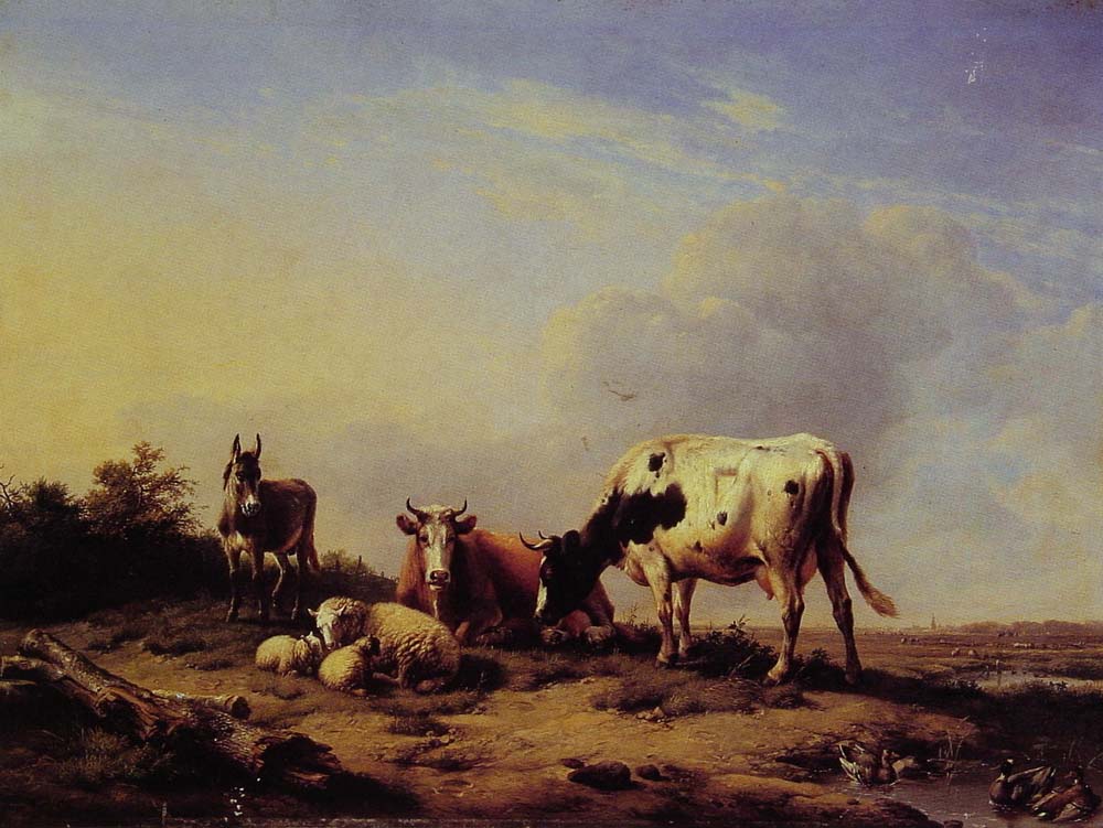 A gathering in the pasture by Eugene Verboeckhoven