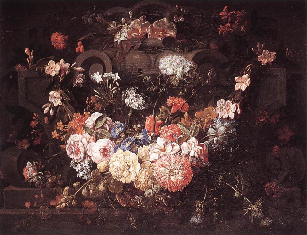 Cartouche with Flowers by Gaspar Peeter de Verbruggen II