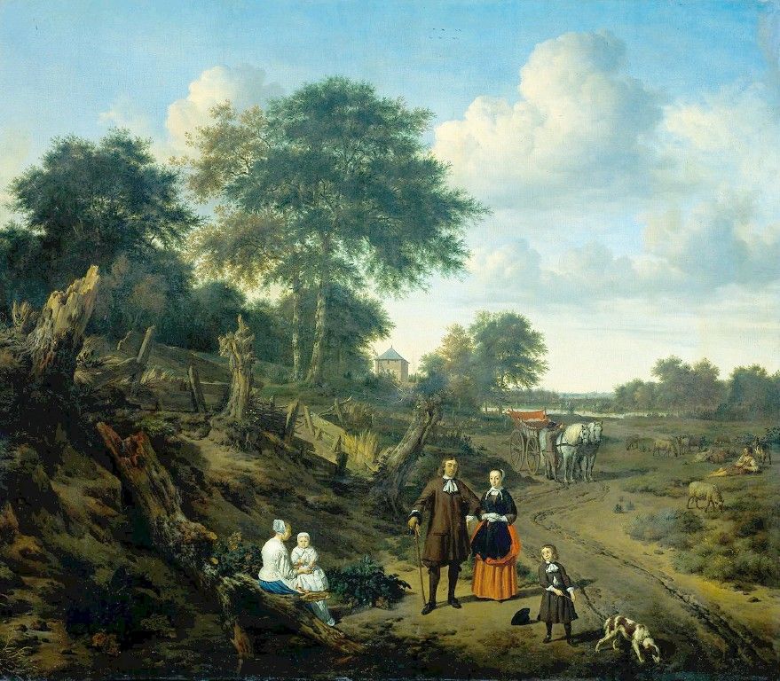 Family Portrait in a Landscape by Adriaen van de Velde