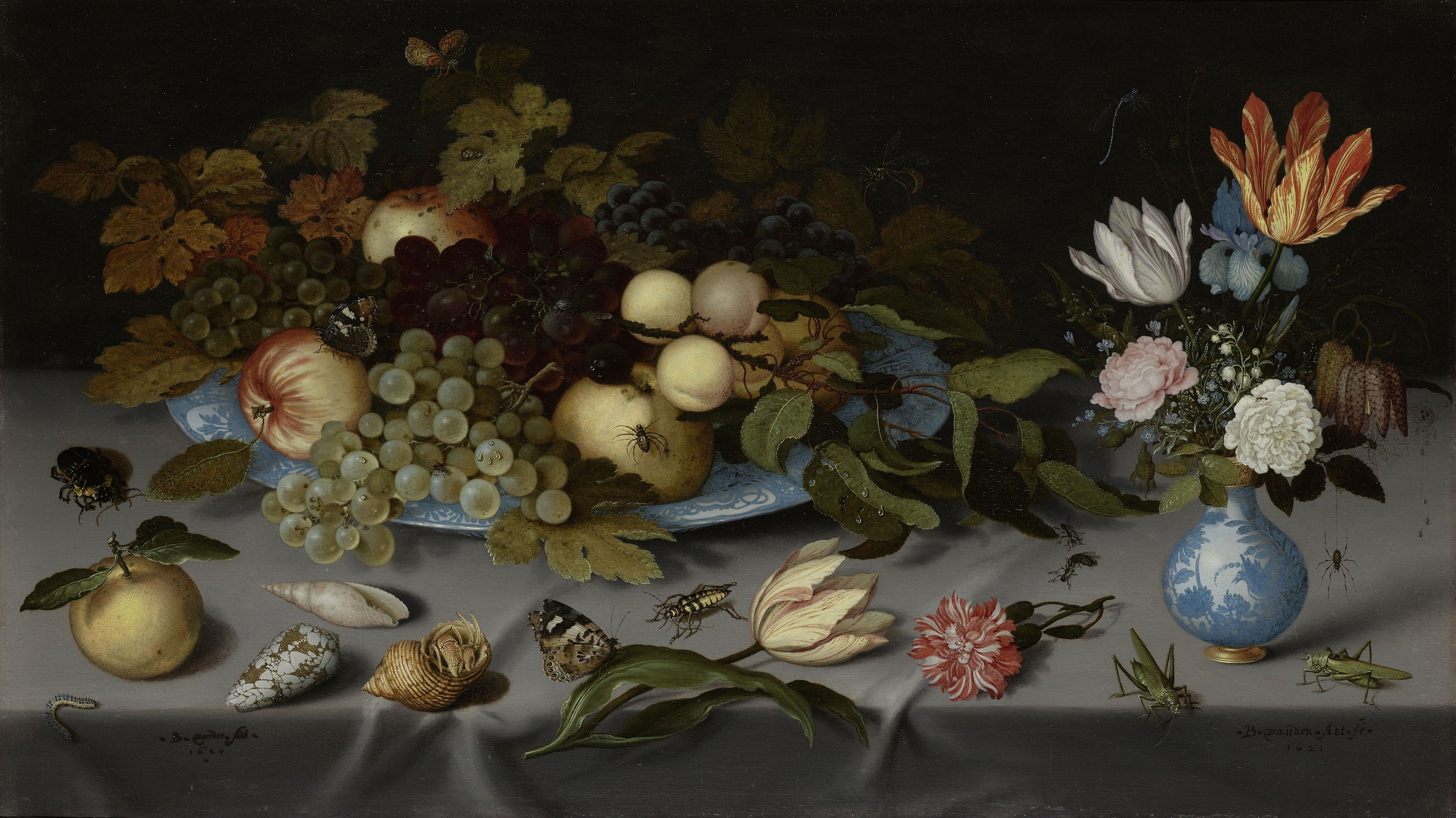 Flowers and Fruit by Balthasar Van Der Ast