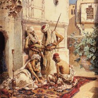 Four Arab Playing a Game of Chance by Ramon Tusquets y Maignon