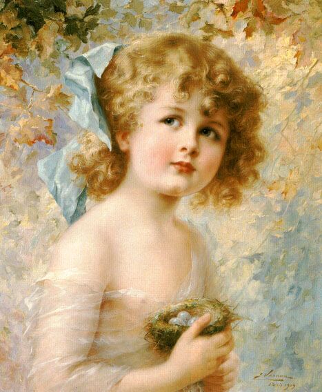 Girl Holding a Nest by Emile Vernon