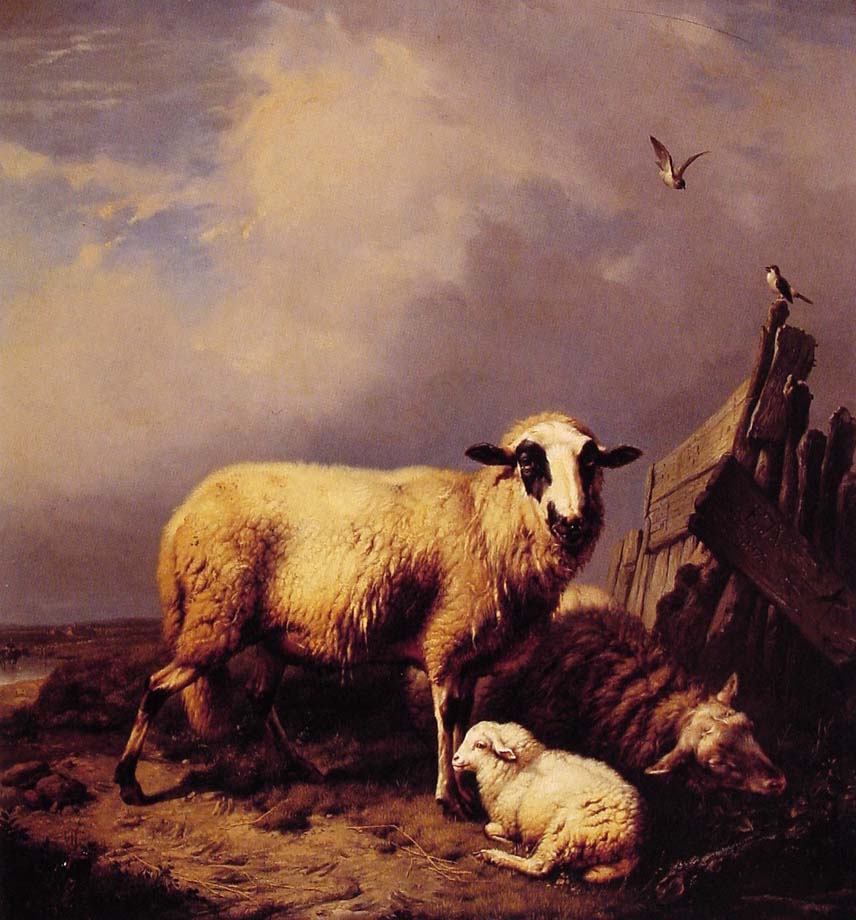 Guarding the Lamb by Eugene Verboeckhoven