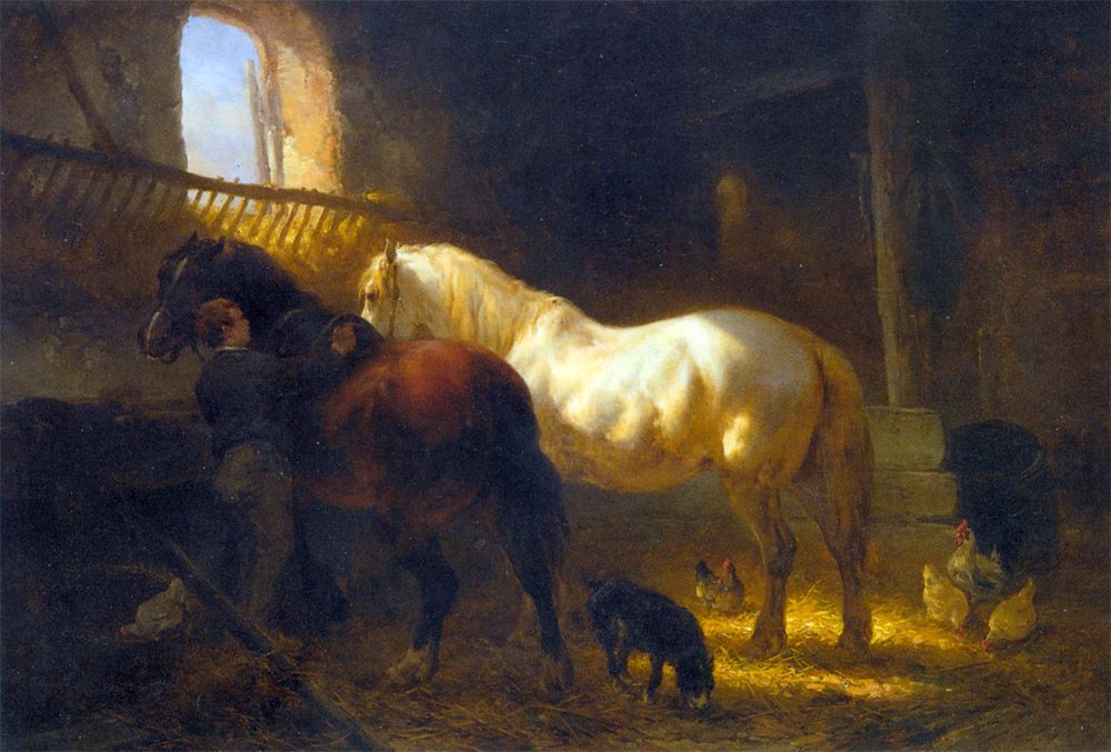 Horses in a Stable by Wouter Verschuur