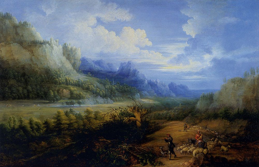 Landscape With Herdsmen And Their Sheep by Lucas Van Uden