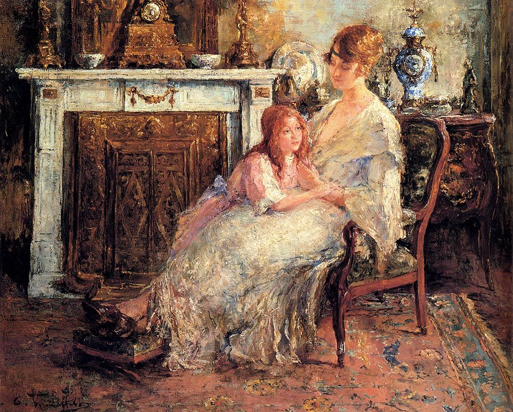 Mother And Daughter by Edward Verschaffelt