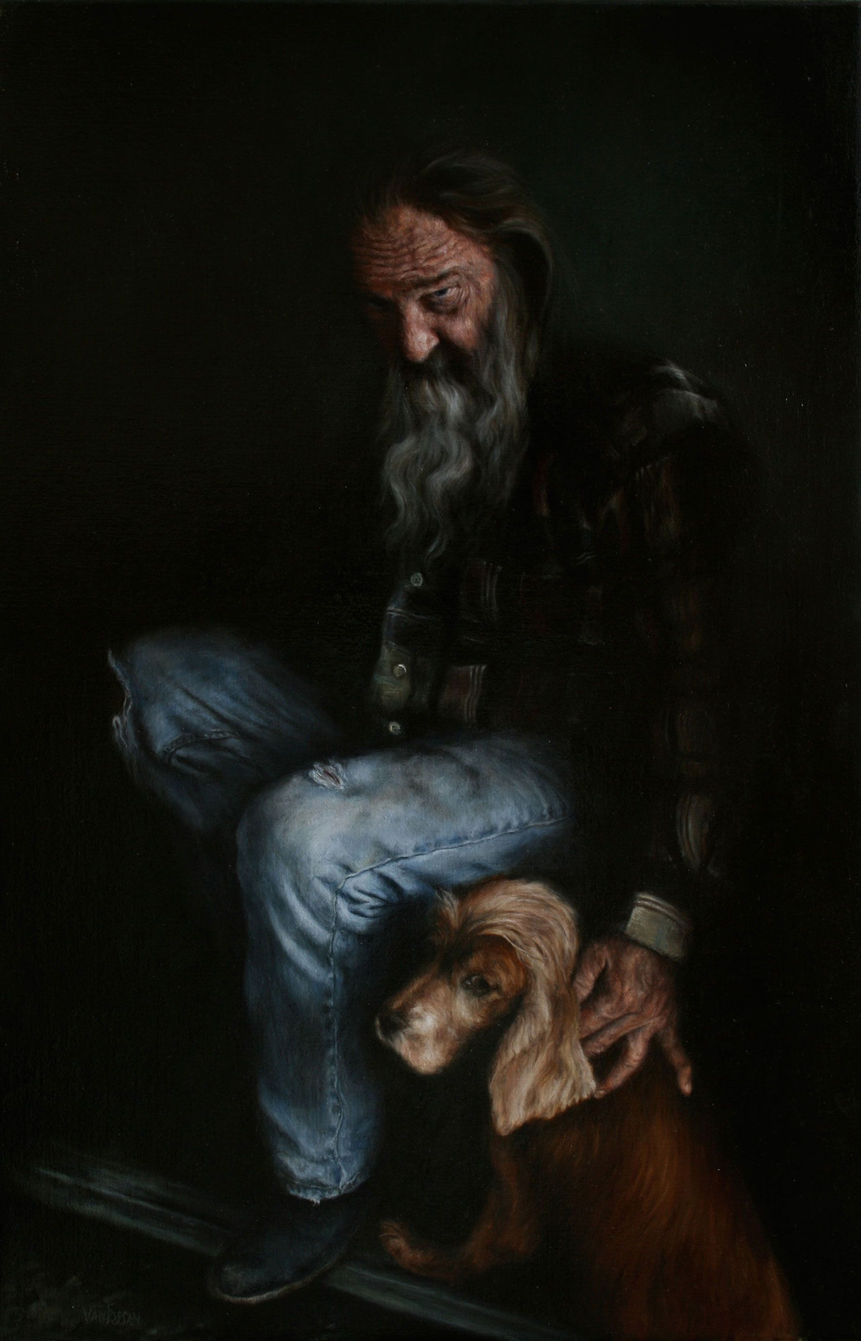 Old Man and His Dog by James Van Fossan