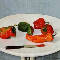 Still Life with Red Peppers on a White Lacquered Table by Felix Vallotton