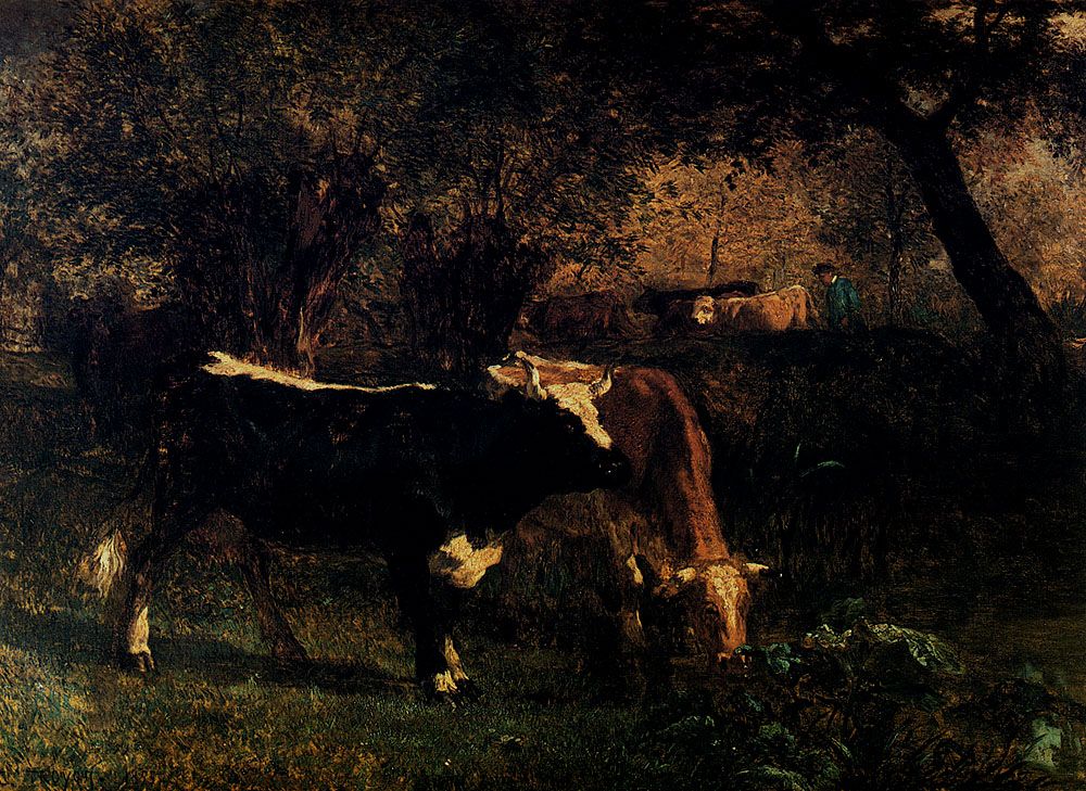 Vaches A LAbreuvoir by Constant Troyon