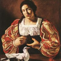 Woman with a Dove by Cecco Del Caravaggio
