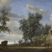 Travellers before an Inn with the View of Beverwijck by Salomon van Ruysdael