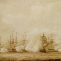 A naval action between the Austrian and the Danes off Heligoland by John Christian Schetky