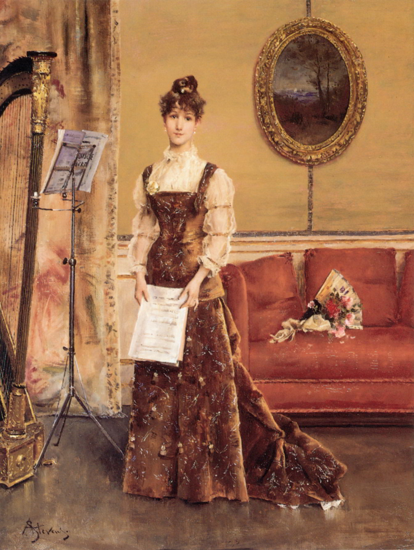 La Femme à la Harpe by Alfred Stevens