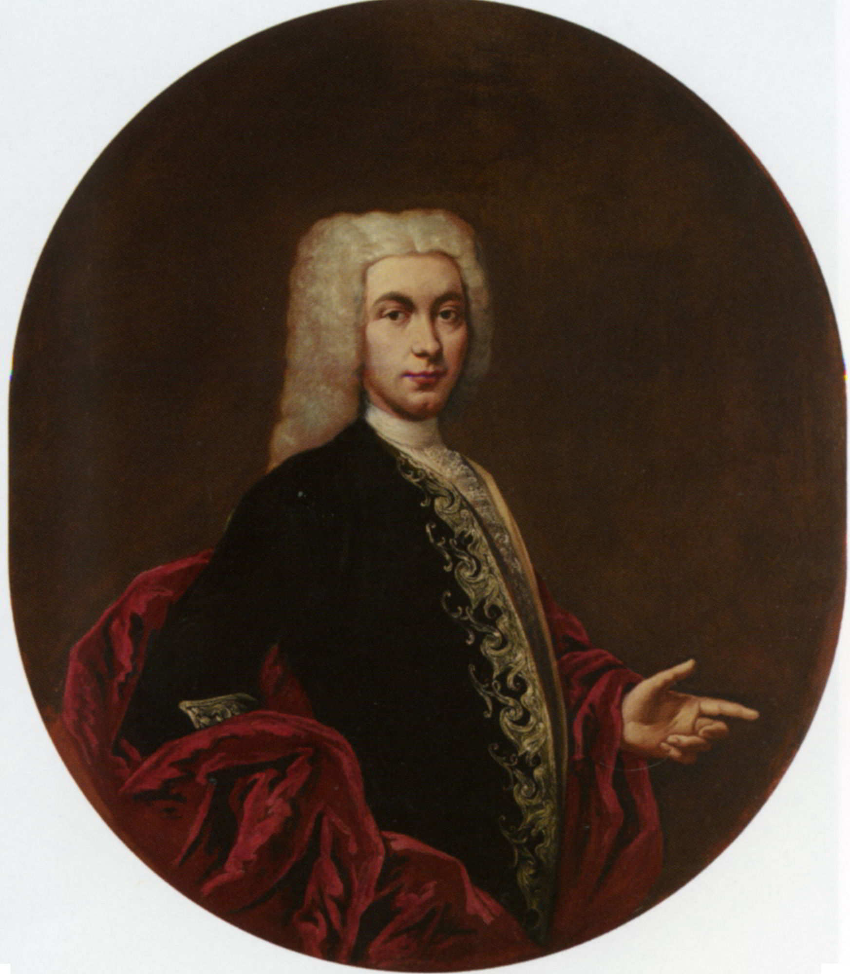 Portrait of a Gentleman Half Length Wearing an Embroidered Doublet by Giacomo Ceruti