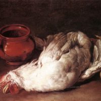 Still­Life with Hen, Onion and Pot by Giacomo Ceruti