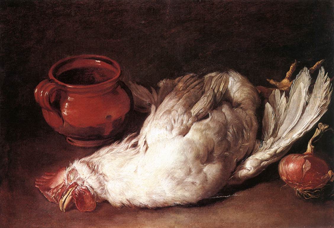 Still­Life with Hen, Onion and Pot by Giacomo Ceruti