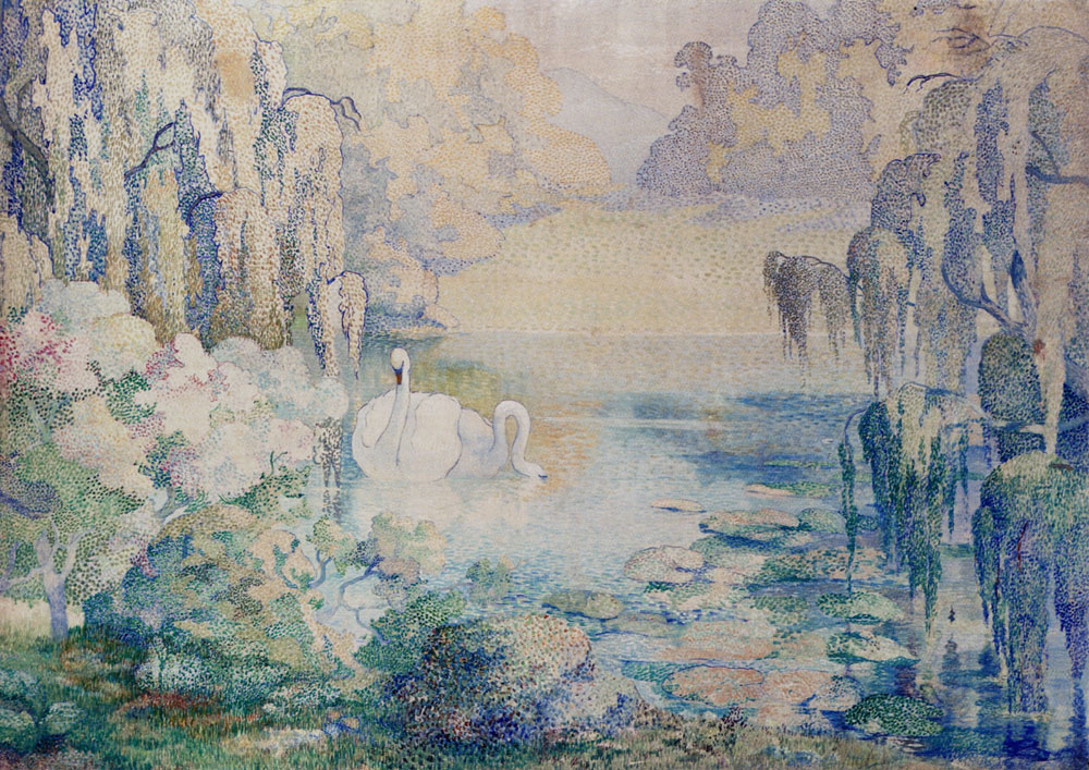 Swans On A Lake by Karl Schneider