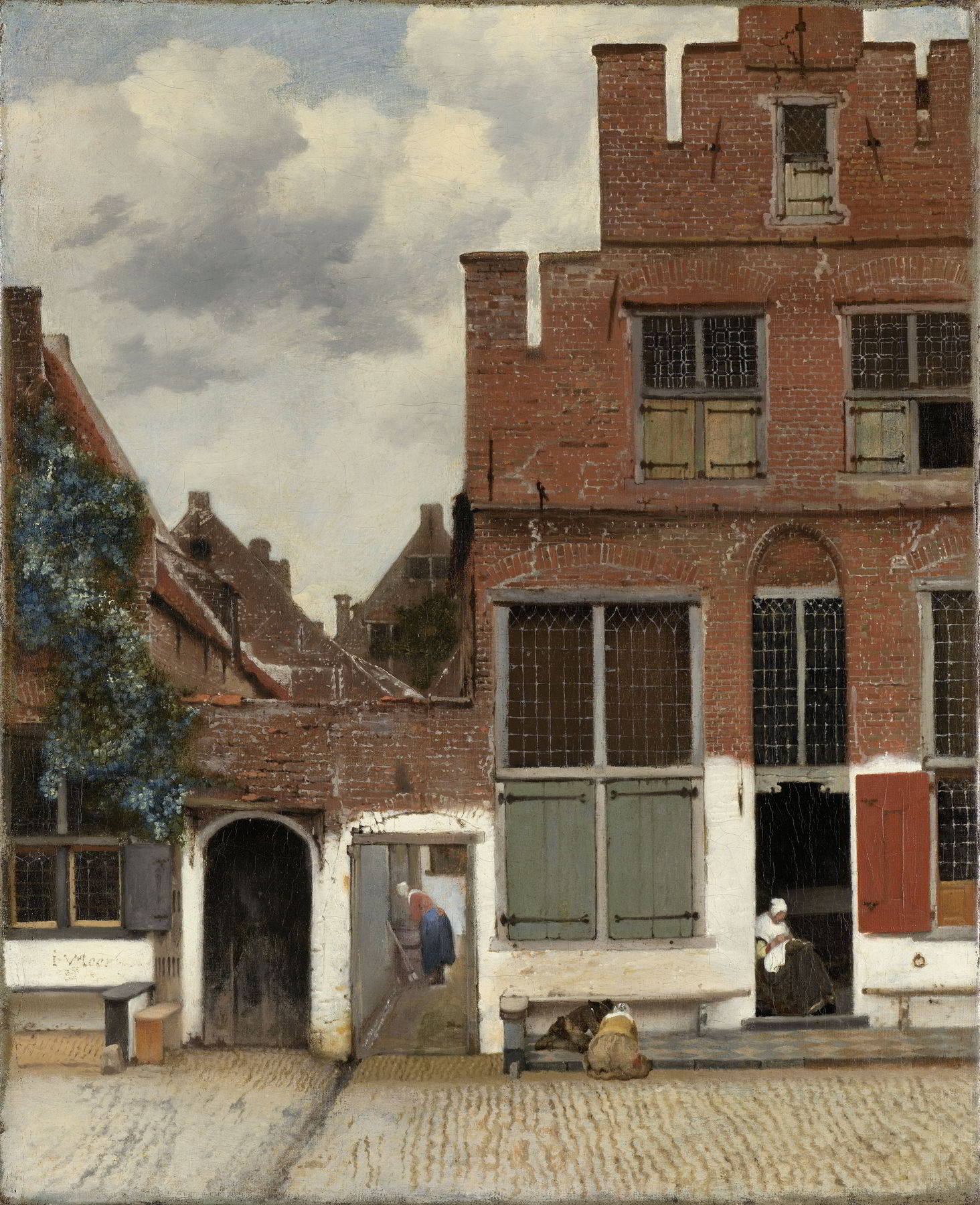 View of Houses in Delft Known as The Little Street by Johannes Vermeer