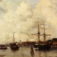 A View Of Harlingen Harbour by Willem George Frederik Jansen