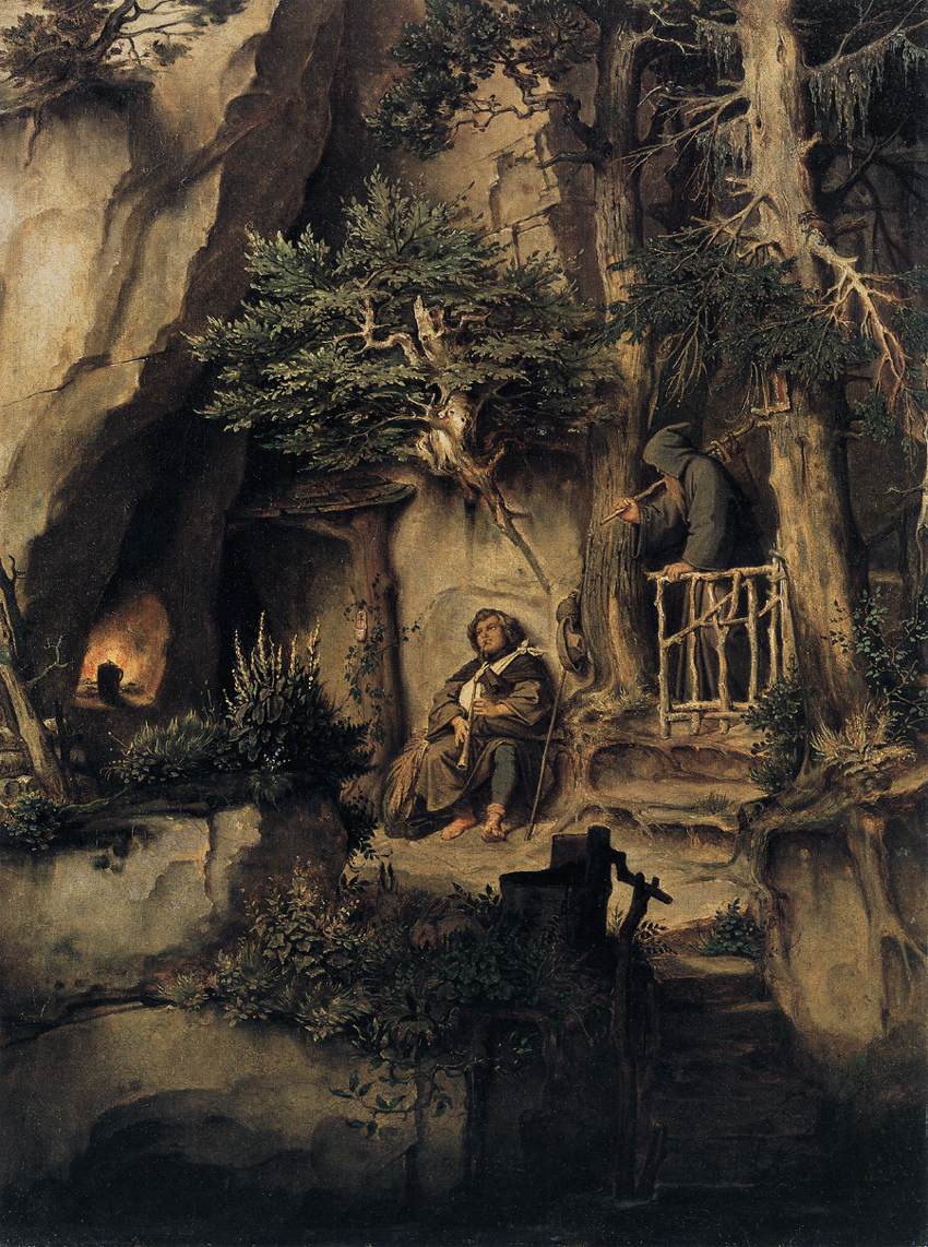 A Player with a Hermit by Moritz von Schwind