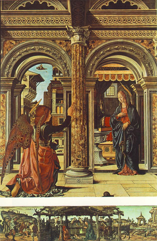 Annunciation and Nativity (Altarpiece of Observation) by Francesco del Cossa