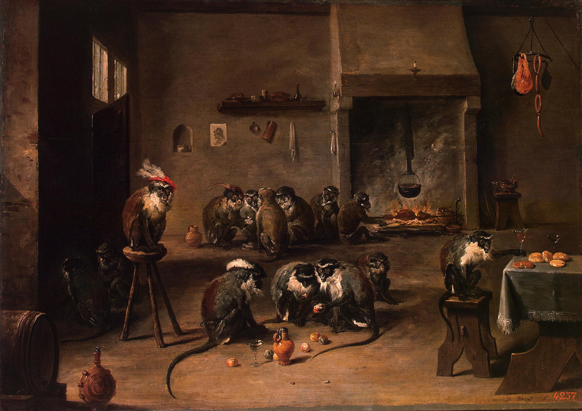 Apes in the Kitchen by David the Younger Teniers