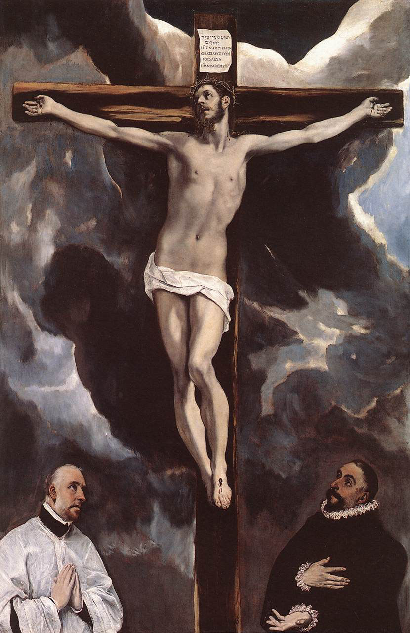 Christ on the Cross Adored by Donors by El Greco