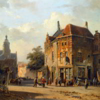Figures in the Streets of a Dutch Town by Adrianus Eversen