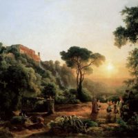 Landscape near Tivoli with Vintager Scens by Karoly, the Elder Marko