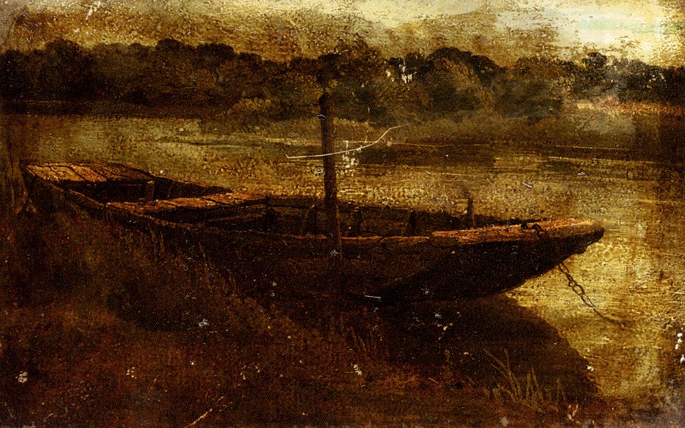 Study Of A Punt Moored At Twickenham by John Linnell