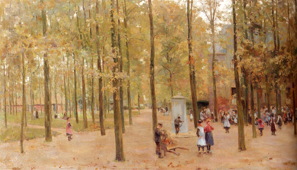 The Brink In Laren With Children Playing by Anton Mauve