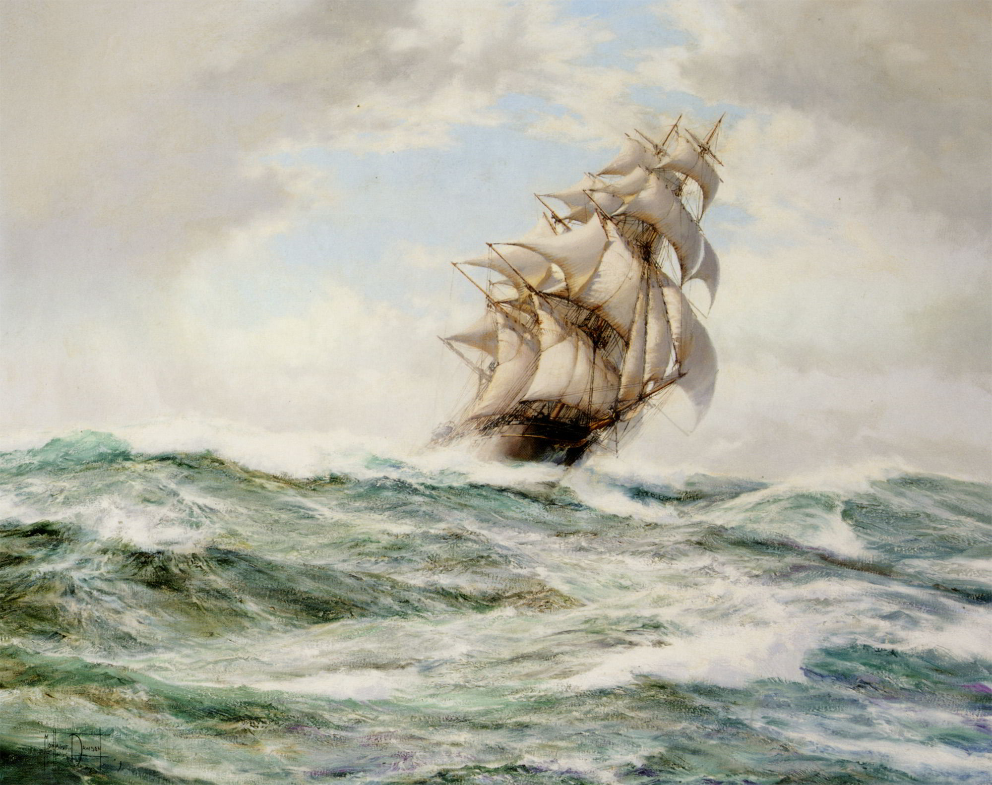 The Sweep Stakers Driving Hard by Montague Dawson