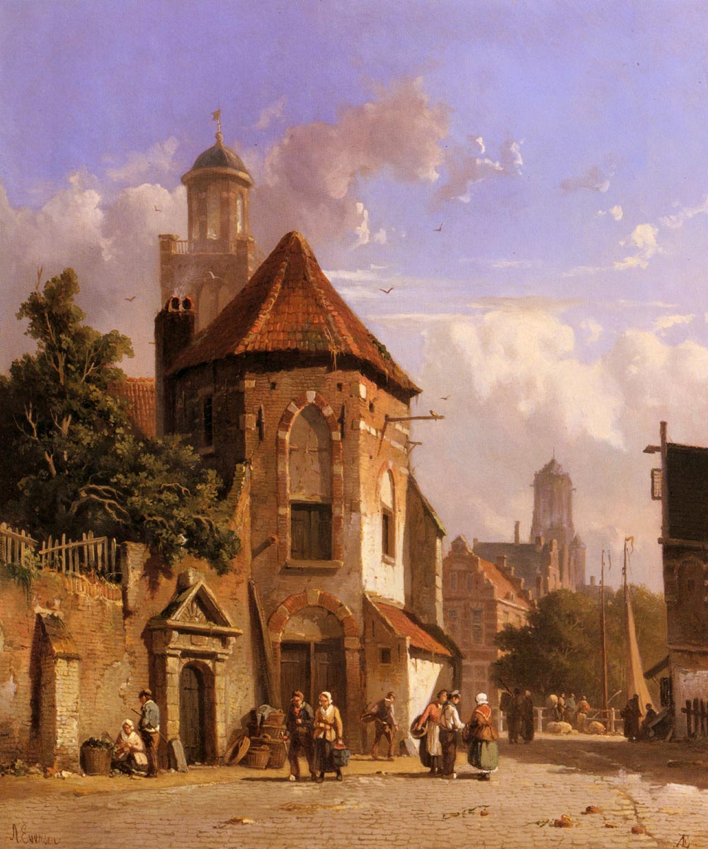 View Of A Dutch Street by Adrianus Eversen