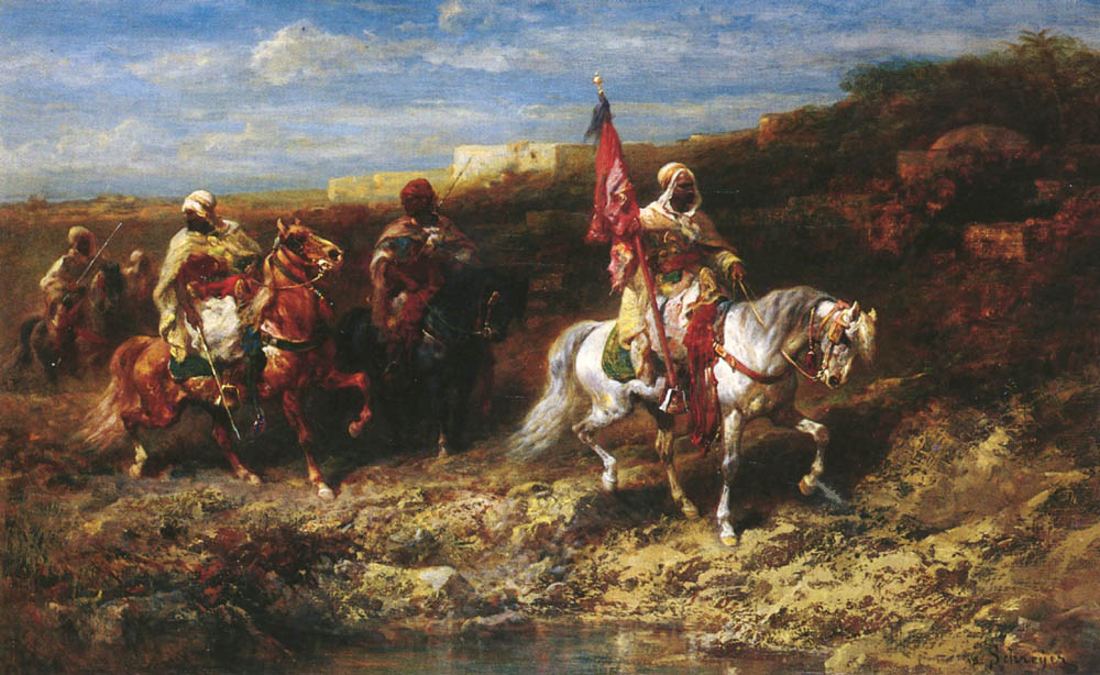 Arab Horseman In A Landscape by Adolf Schreyer	