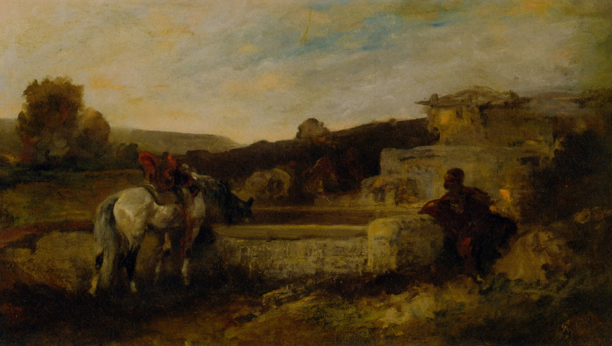 At the Watering Hole by Adolf Schreyer	