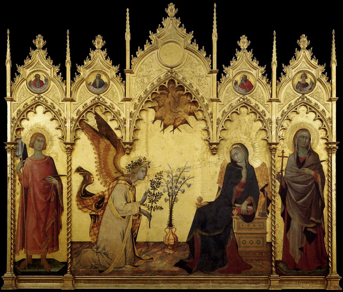 The Annunciation and Two Saints by Simone Martini