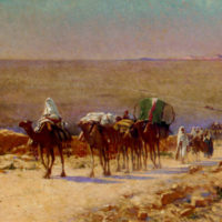 The Caravan In The Desert by Alexis Auguste Delahogue