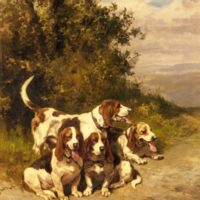 Hunting Dogs on a Forest Path by Charles Olivier De Penne