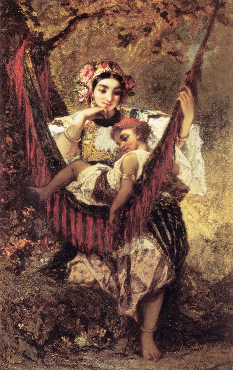 Mother and Child by Narcisse Virgile Diaz de la Pena