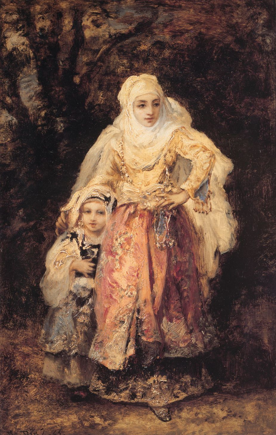 Oriental Woman and Her Daughter by Narcisse Virgile Diaz de la Pena