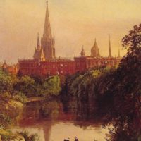 A View in Central Park ­The Spire of Dr. Hall’s Church in the Distance by Jasper Francis Cropsey