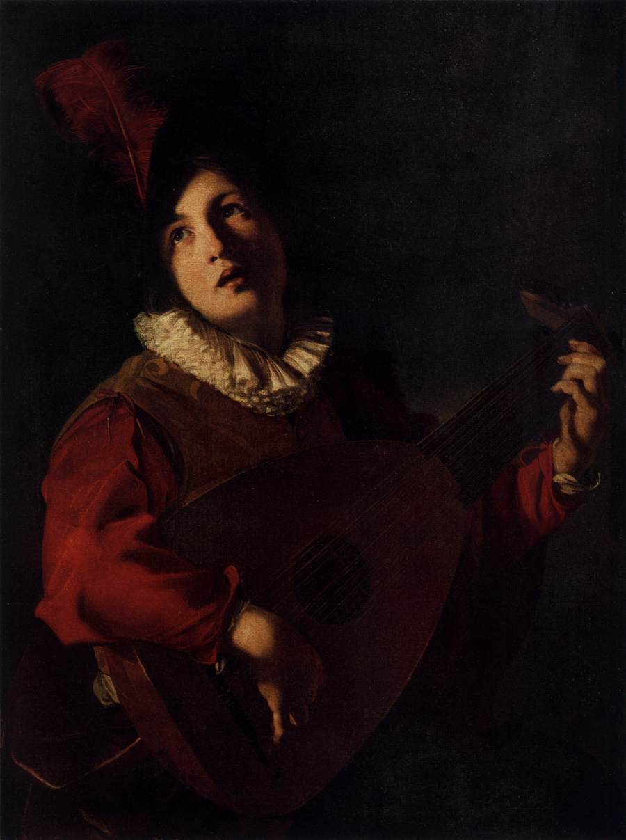 Lute Playing Young Man by Bartolomeo Manfredi