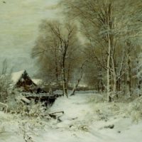 A Cottage in a Snowy Landscape by Louis Apol