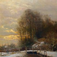 Winter Landscape with Peasant Woman and Child by Louis Apol