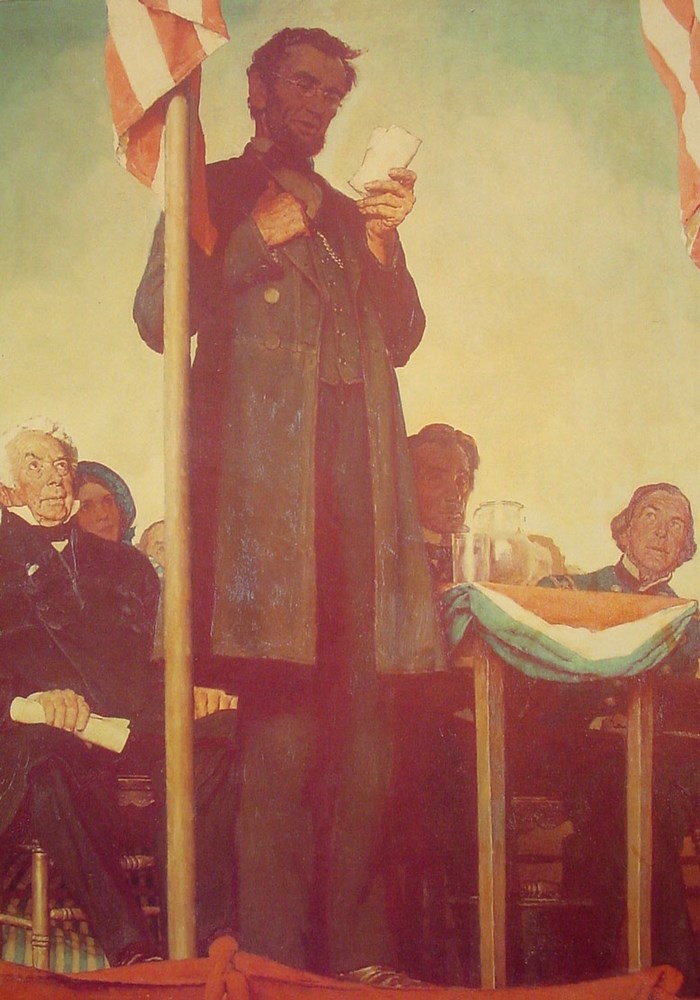 Abraham Delivering the Gettysburg Address by Norman Rockwell