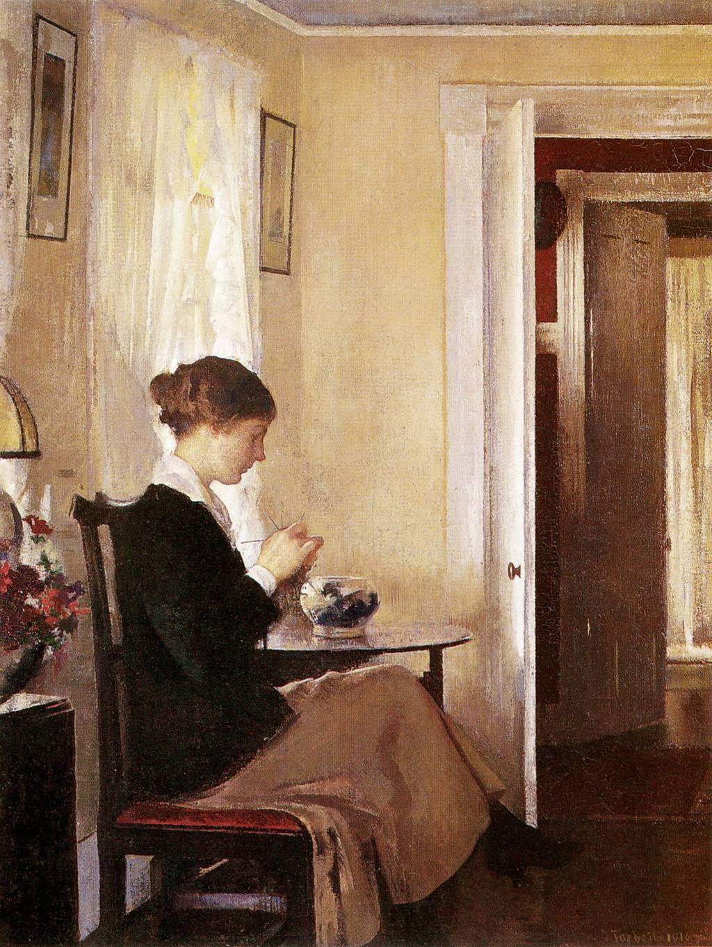 Josephine Knitting by Edmund Charles Tarbell